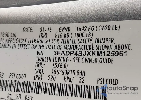 2019 Ford Fiesta Se from USA, damaged, VIN 3FADP4BJXKM125961